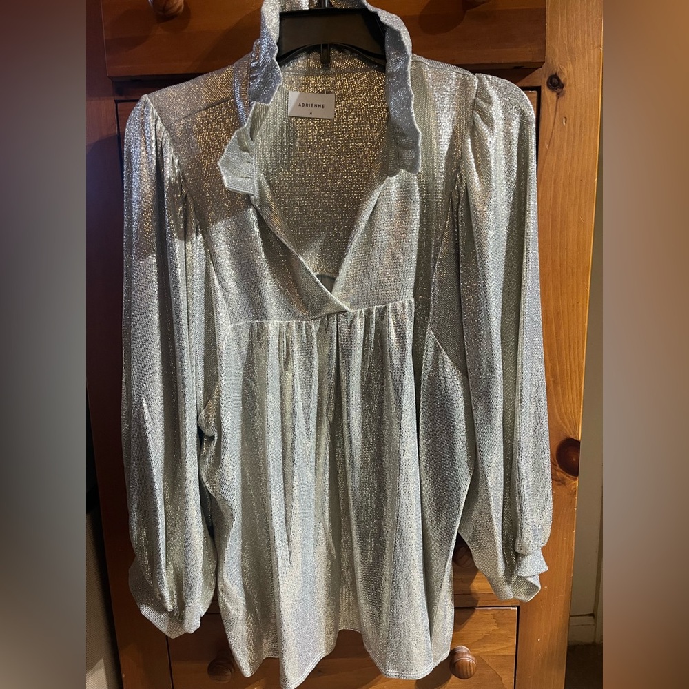 Adrienne Metallic Silver Blouse